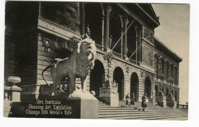 Postcard Art Institute Houseing Art Exhibition Chicago 1933 World's Fair IL