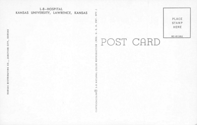 Postcard Hospital Kansas University Lawrence Kansas 