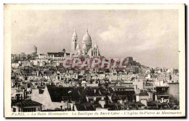 Old Postcard The Paris Montmartre's Sacre Coeur Basilica
