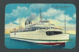 1953 Post Card State Auto Ferry Petoskey Straits Of Mackinac MI