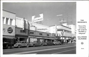 Hollywood California CA Street Cars Tom Breneman's Frasher's RPPC Postcard