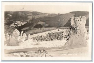 1935 Riesengebirge Mountain Cabin Snow View Poland RPPC Photo Posted Postcard