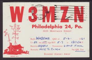 W3MZN Philadelphia,PA QSL Postcard