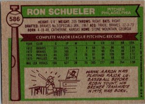 1976 Topps Baseball Card Ron Schueler Philadelphia Phillies sk13521