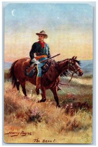 Harry Payne Signed Postcard The Scout Horse Cowboy The Wild West Oilette Tuck