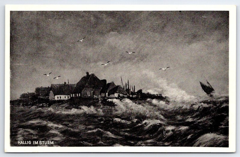 Germany~Hallig Hooge in Nordfriesland, Hallig im Sturm POSTCARD