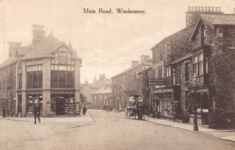 WINDERMERE CUMBRIA ENGLAND~MAIN ROAD-STOREFRONTS~ALDWYCH PHOTO POSTCARD *DAMAGED