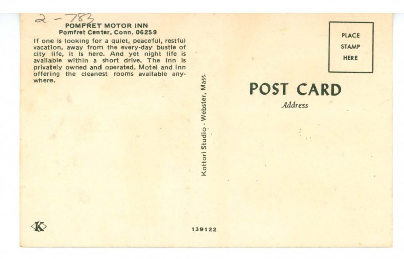 CT - Pomfret Center. Pomfret Motor Inn