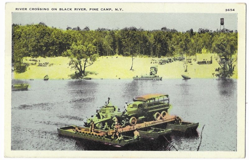 River Crossing Military Tank and Truck on Black River Pine Camp New York