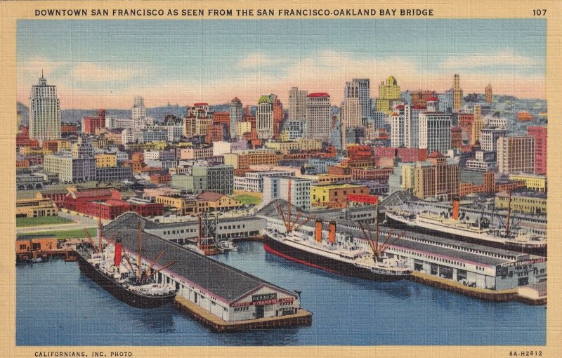 Downtown San Francisco Seen From Bay Bridge California CA Postcard 