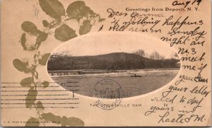 The Stilesville Dam, Greetings from Deposit NY c1904 Vintage Postcard T64