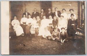 c1910 RPPC Real Photo Postcard Group Portrait Large Family Men Women Children