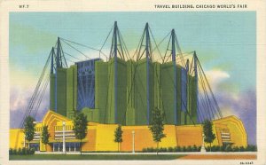 1933 Chicago World's Fair Travel Building Linen Postcard Used