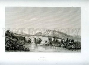 231430 GREECE Messene triple pont Old engraving poster Lemaitre Chardon Paris