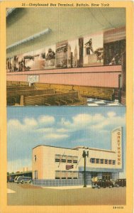 New York Buffalo Greyhound Bus Terminal bus Ulbrich Teich Postcard 22-2871