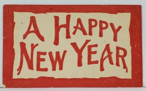 Happy New Year Large Letter Rustic Embossed c1908 Minnesota Postcard L10