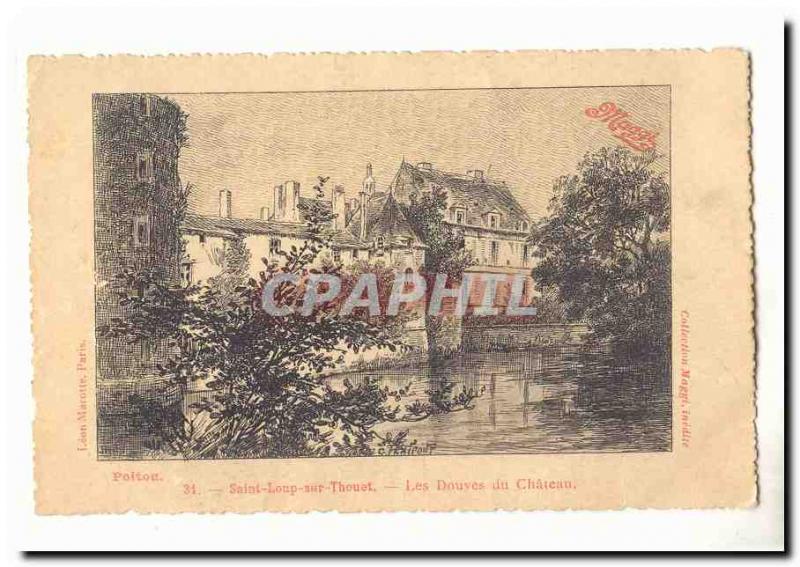 Saint Loup on thouet Old Postcard The castle moat