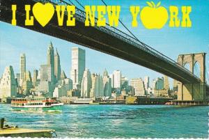 New York City Manhattan Skyline From Under Brooklyn Bridge