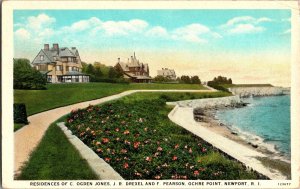 Jones, Drexel and Pearson Residences, Ochre Point Newport RI Vtg Postcard L48