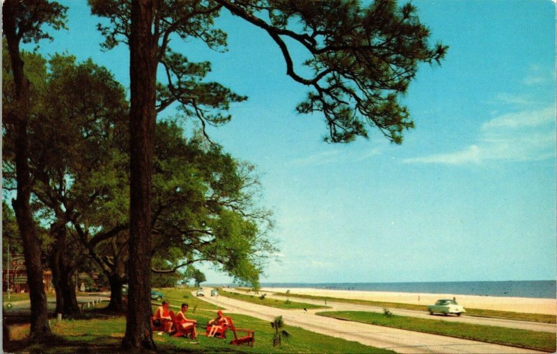 Mississppi Gulf Coast Mexico Old Car Highway Sunbathing VTG Postcard UNP Unused 