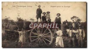 Old Postcard Wine Harvest Finished Departure for the winery TOP