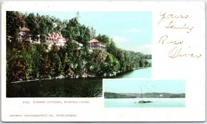 VINTAGE POSTCARD THE SUMMER COTTAGES AT MUSKOKA LAKES ONTARIO CANADA [creasing]