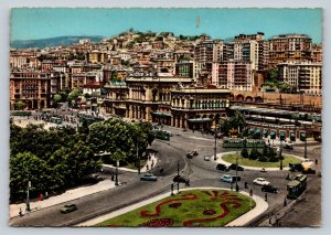 Piazza G. Verdi & Brignole Station GENOA Italy 4x6 Vintage Postcard 0382