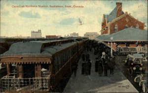 Saskatoon Saskatchewan RR Train at Station Depot c1910 Postcard