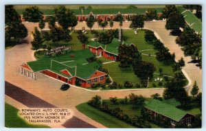 TALLAHASSEE, Florida FL ~ Roadside BOWMAN'S AUTO COURTS Motel c1940s Postcard