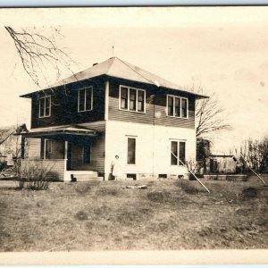 c1900s Farmhouse RPPC Acreage House Real Photo Home Postcard Barn Farm Woman A43