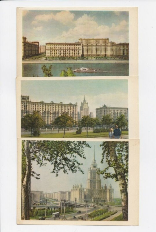 Set of 3 1960s Soviet Era Moscow Postcards - Russia USSR - Unposted