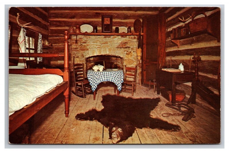 Jack Kelso Cabin Interior Bearskin Rug New Salem Illinois UNP Chrome Postcard Z3