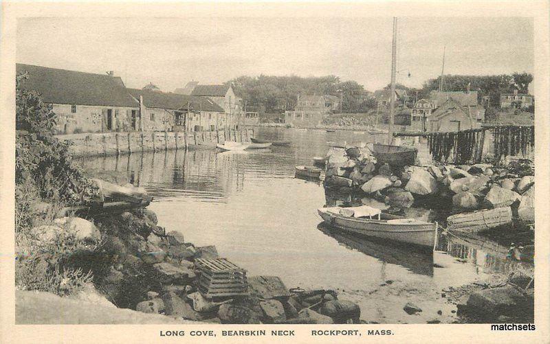 1920s Long Cove Bearskin Neck Rockpoint Massachusetts Albertype postcard 12283