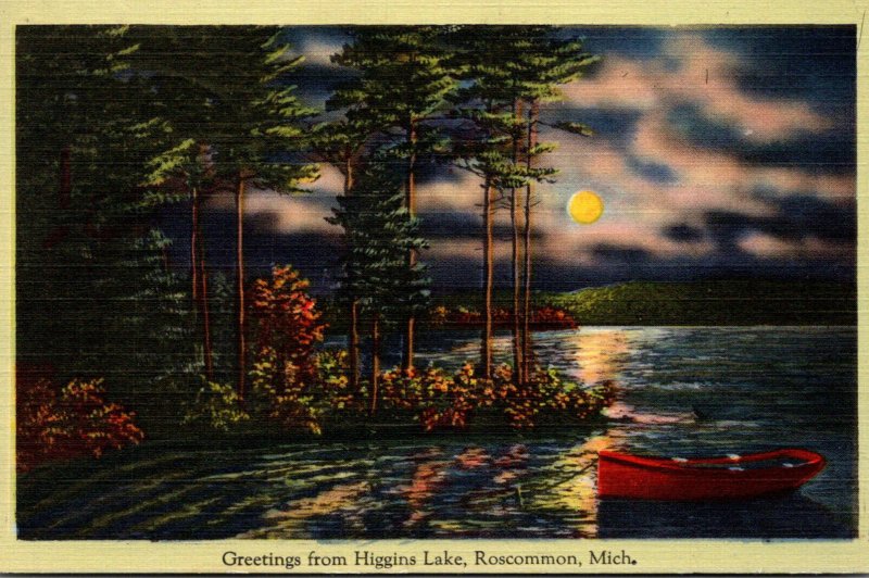 Michigan Greetings From Higgins Lake Roscommon 1942