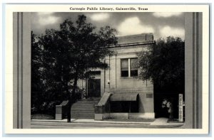 c1920's Carnegie Public Library Building Stairs Gainesville Texas TX Postcard