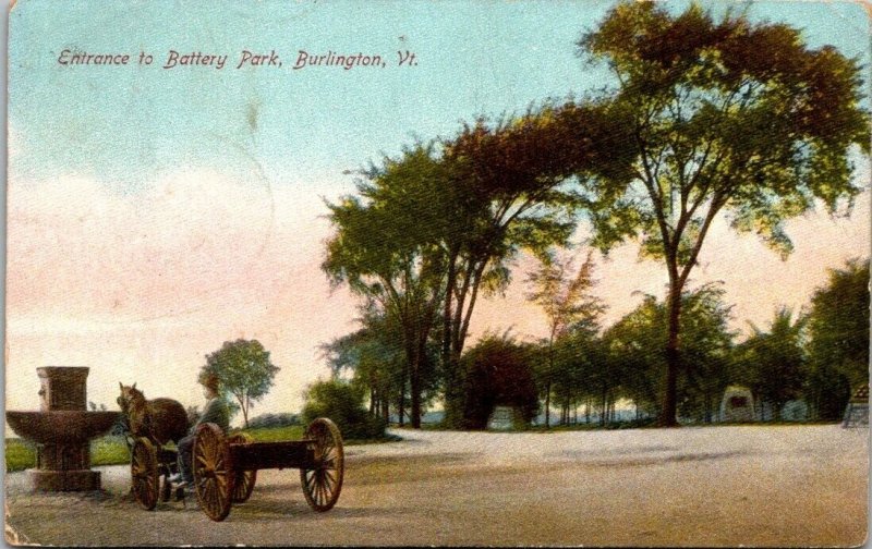 Vintage Vermont Postcard - Burlington - Battery Park