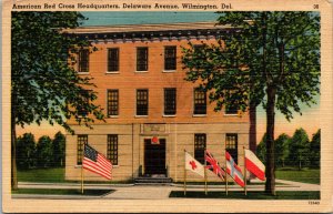 Vtg 1940s American Red Cross Headquarters Delaware Avenue Wilmington DE Postcard