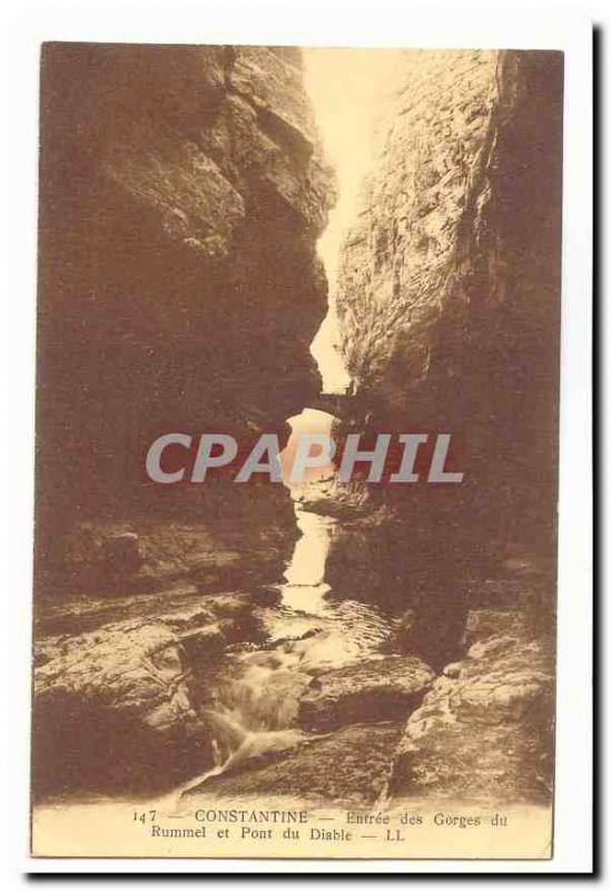 Algeria Constantine Old Postcard Entree Rhummel caves and Devil's Bridge