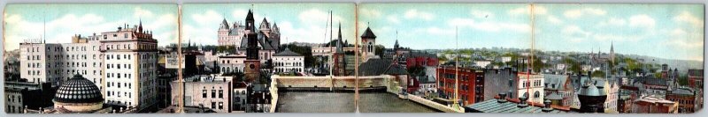 Rare 4 Panel  Albany  New York  Postcard  22 x 3.5 -  Safe Deposit Sign  c1915