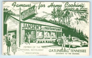 GATLINBURG, Tennessee TN ~ Roadside JANSEN'S RESTAURANT ca 1950s  Postcard