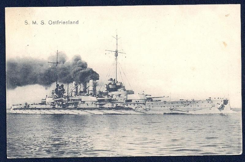 German Battleship SMS Ostfriesland Schiffpost used c1915