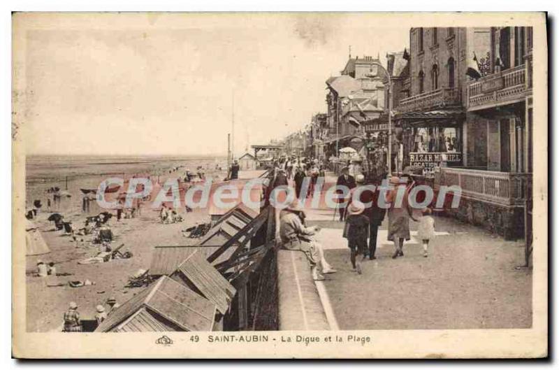 Postcard Old Saint Aubin La Digue And The Beach