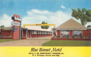 Shreveport Louisiana Blue Bonnet Motel Exterior, Color Linen Vintage PC U3436