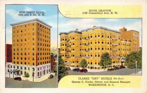 Postcard Ebbitt Hotel, Hotel Grafton Clarke 'Dry' Hotels Washington D.C.~126841