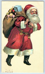 1975 Christmas Santa Claus Sack Of Toys Tied Seal White Bear Lake MN Postcard