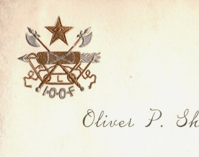 1880s Odd Fellows IOOF Business Card Greektown, OH Fab! P126