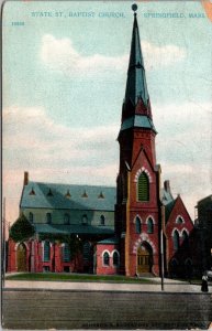 State St Baptist Church Springfield Massachusetts Postcard 1912 Mrs A has grippe