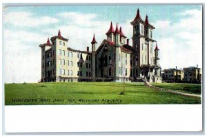 c1905's Worcester Massachusetts Davis Hall Worcester Academy Building Postcard