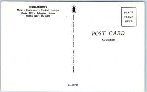 BRIDGETON, Maine  ME    Roadside  RICHARDSON'S MOTEL Restaurant  Postcard