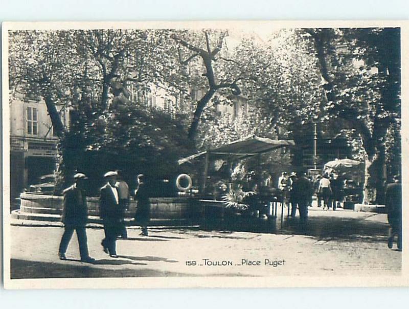 old rppc VENDOR STAND UNDER THE TREE Toulon - Tolon France HM1930